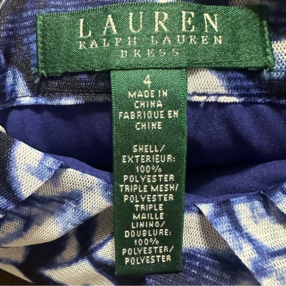 Lauren Ralph Lauren Sleeveless Maxi Dress Sz 4 Ikat Blue White Beach‎ Island - Picture 7 of 7